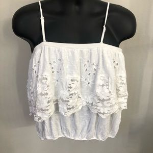 Free People White Tank/Tube Top Flower Lace L
